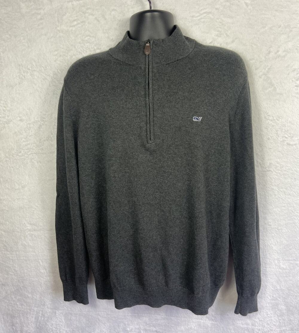 Vineyard Vines Cotton Cashmere 1/4 Zip Men’s Navy Excellent Condition Large
